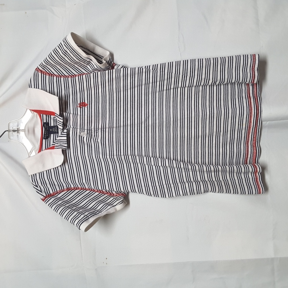 USPA Blue and White Striped Polo